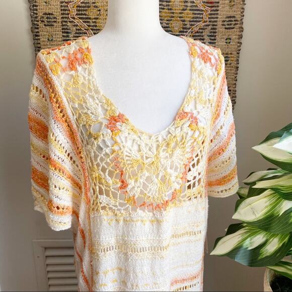 Free People Crochet Knit Dress Kaftan Coverup - Picture 3 of 16